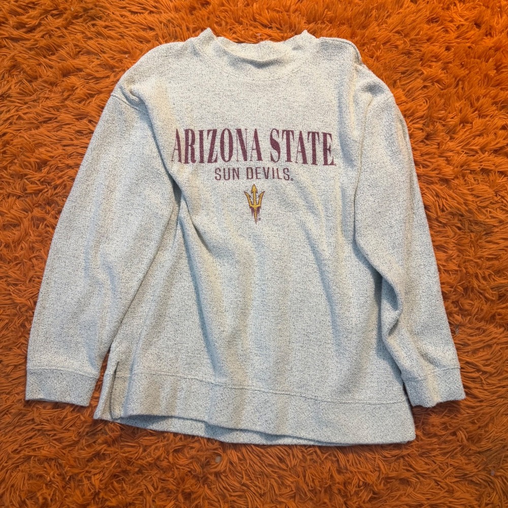Arizona State Sun Devils Bottom Drawers Gray Mock Neck Sweatshirt Mens Large